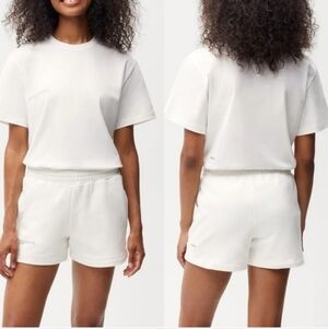 Pangaia 365 Organic Cotton Track Shorts in Off White Womens sz Medium Soft Feel